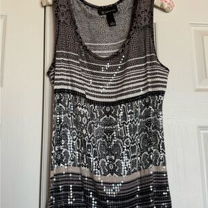 INC Black and Gray with hints of rich brown tones Sequined Sleeveless Top